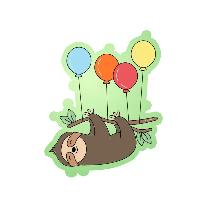 Birthday Sloth - Glow in the Dark Vinyl Decal - Custom Size