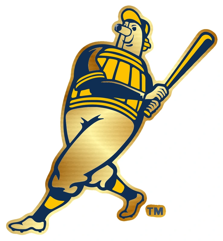 Milwaukee Brewers - Standalone Barrelman - Gold Chrome Vinyl Sticker - Custom Size