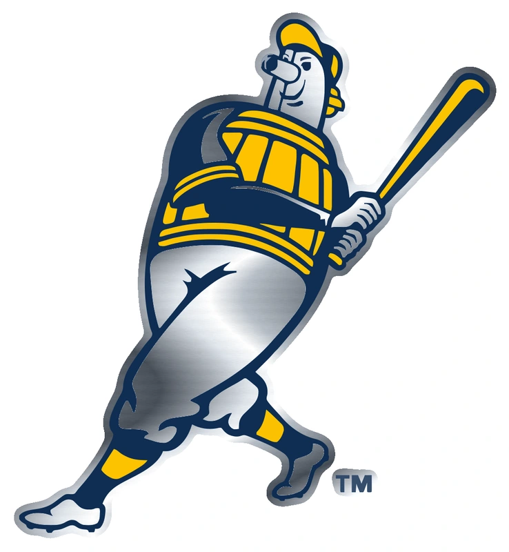 Milwaukee Brewers - Standalone Barrelman - Silver Chrome Vinyl Sticker - Custom Size