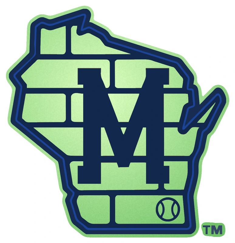 Milwaukee Brewers - Wisconsin State Brick M - Glow in the Dark Vinyl Sticker - Custom Size