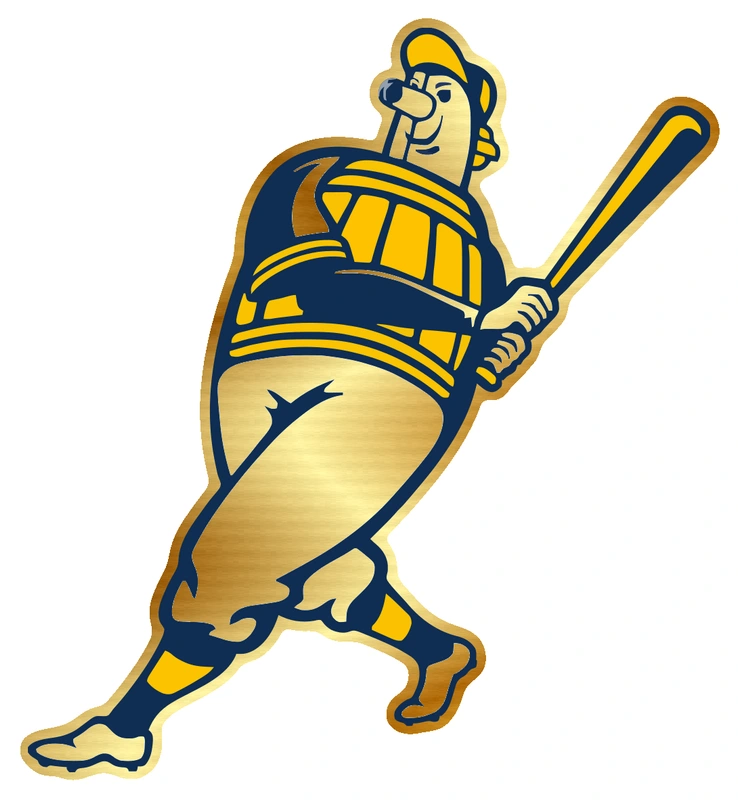 Milwaukee Brewers - Standalone Barrelman - Gold Chrome Vinyl Sticker - Custom Size