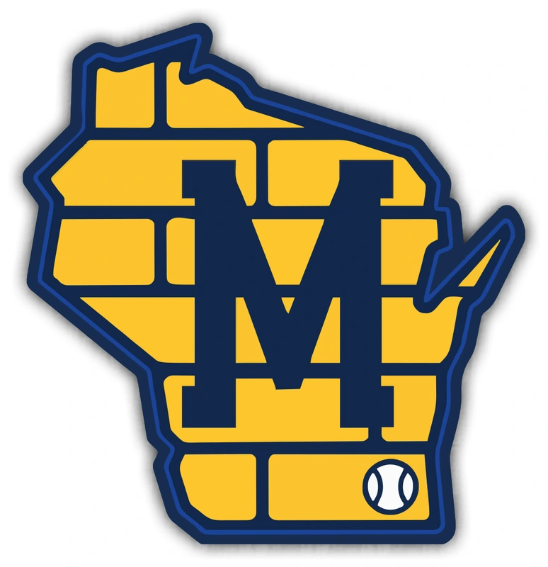 Milwaukee Brewers - Wisconsin State Brick M - Carbon Fiber Vinyl Sticker - Custom Size