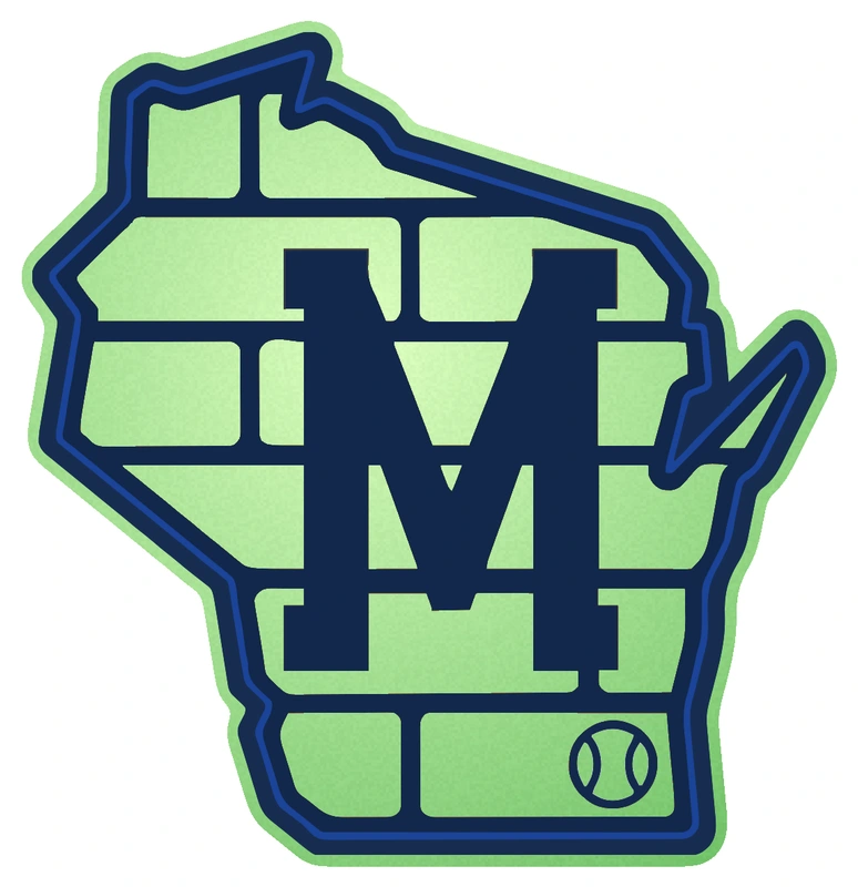 Milwaukee Brewers - Wisconsin State Brick M - Glow in the Dark Vinyl Sticker - Custom Size