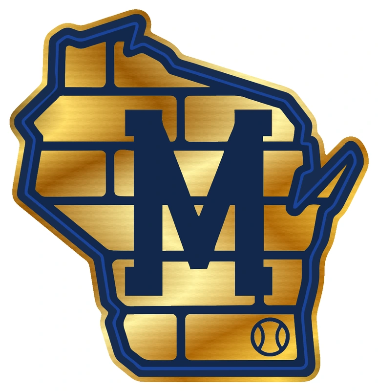Milwaukee Brewers - Wisconsin State Brick M - Gold Chrome Vinyl Sticker - Custom Size