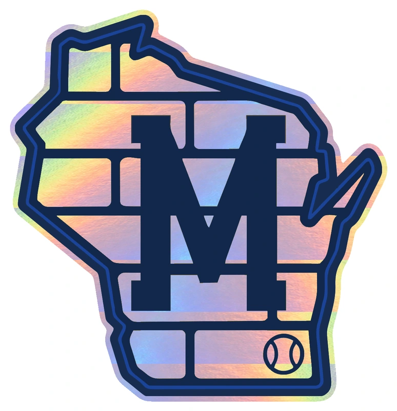 Milwaukee Brewers - Wisconsin State Brick M - Holographic Vinyl Sticker - Custom Size
