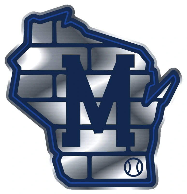 Milwaukee Brewers - Wisconsin State Brick M - Silver Chrome Vinyl Sticker - Custom Size
