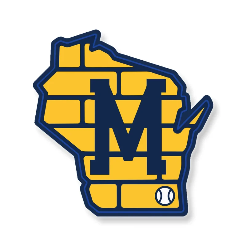 Milwaukee Brewers - Wisconsin State Brick M - Full Color Vinyl Sticker - Custom Size
