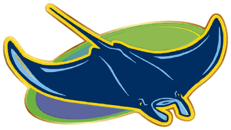 Tampa Bay Rays - Devil Ray Gradient Oval - Gold Chrome Vinyl Sticker - Custom Size