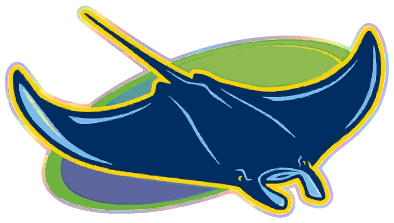 Tampa Bay Rays - Devil Ray Gradient Oval - Holographic Vinyl Sticker - Custom Size