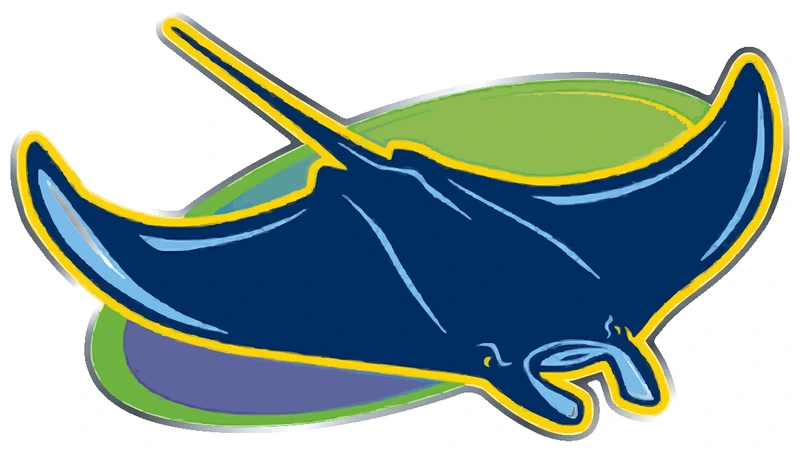 Tampa Bay Rays - Devil Ray Gradient Oval - Silver Chrome Vinyl Sticker - Custom Size
