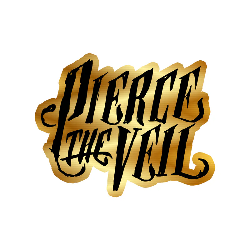Pierce The Veil - Name in Black - Gold Chrome Vinyl Sticker - Custom Size