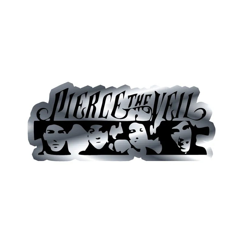 Pierce The Veil - Name With Members - Silver Chrome Vinyl Sticker - Custom Size
