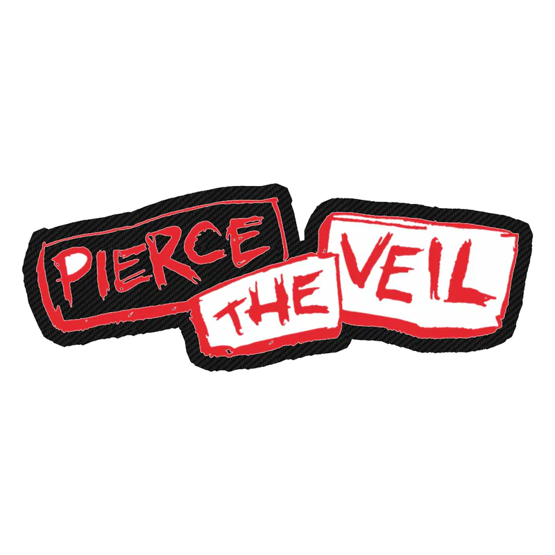 Pierce The Veil - Name in Red - Carbon Fiber Vinyl Sticker - Custom Size