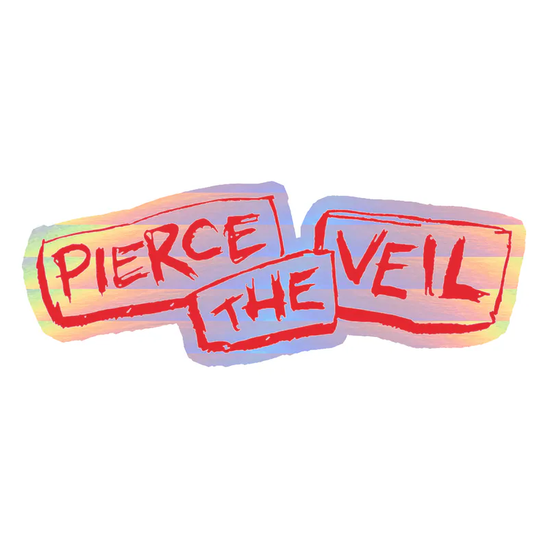 Pierce The Veil - Name in Red - Holographic Vinyl Sticker - Custom Size