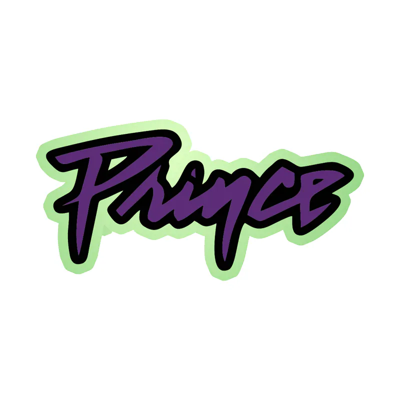 Prince - Name in Purple & Black - Glow in the Dark Vinyl Sticker - Custom Size