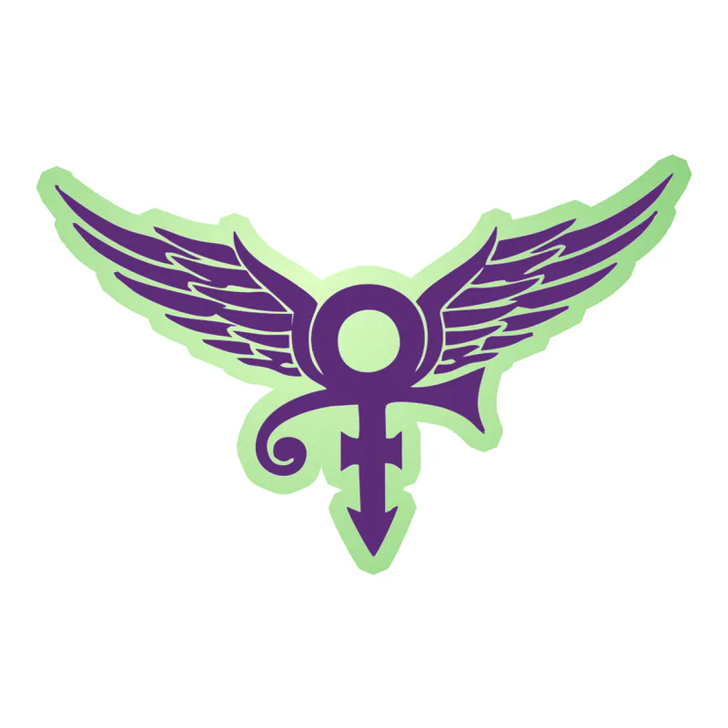 Prince - Logo With Wings - Glow in the Dark Vinyl Sticker - Custom Size