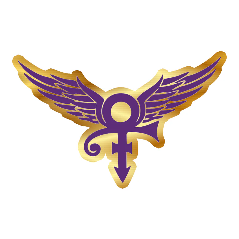 Prince - Logo With Wings - Gold Chrome Vinyl Sticker - Custom Size