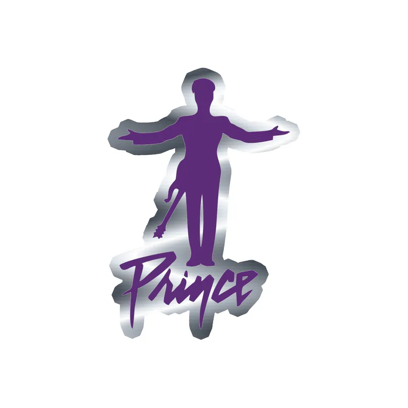 Prince - Standing With Name - Silver Chrome Vinyl Sticker - Custom Size