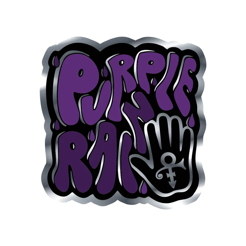 Prince - Purple Rain in Groovy Style - Silver Chrome Vinyl Sticker - Custom Size
