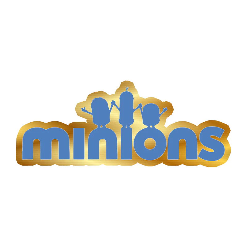 Despicable Me - Minions in Blue - Gold Chrome Vinyl Sticker - Custom Size