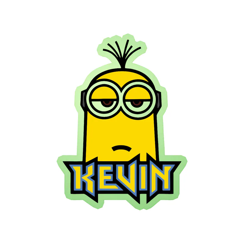 Despicable Me - Kevin With Name - Glow in the Dark Vinyl Sticker - Custom Size