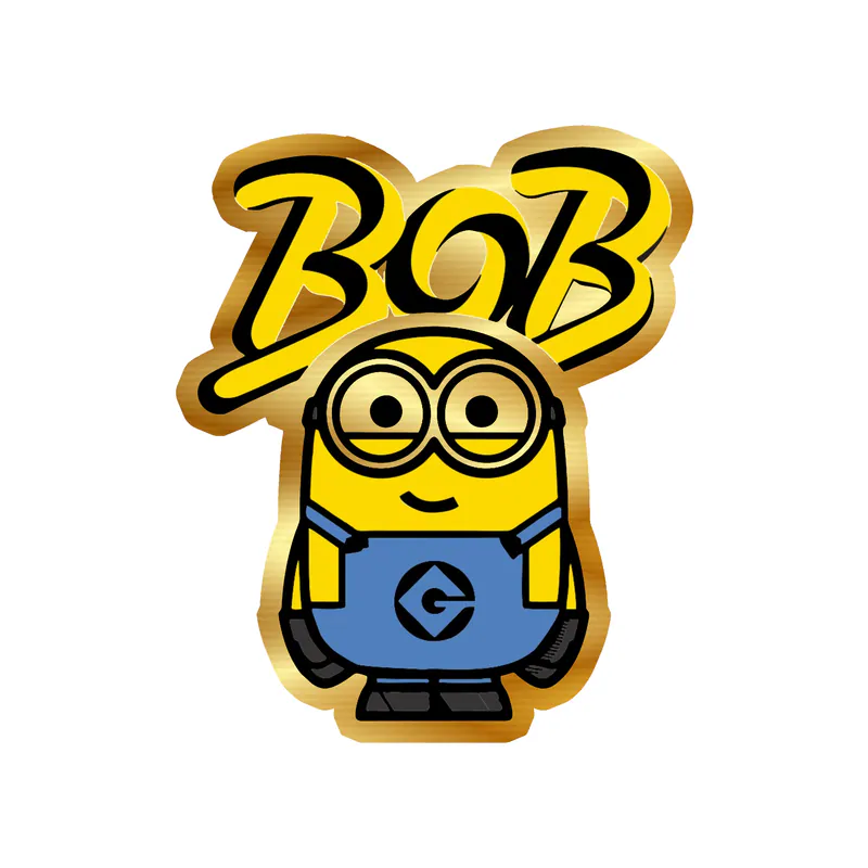 Despicable Me - Bob With Name - Gold Chrome Vinyl Sticker - Custom Size