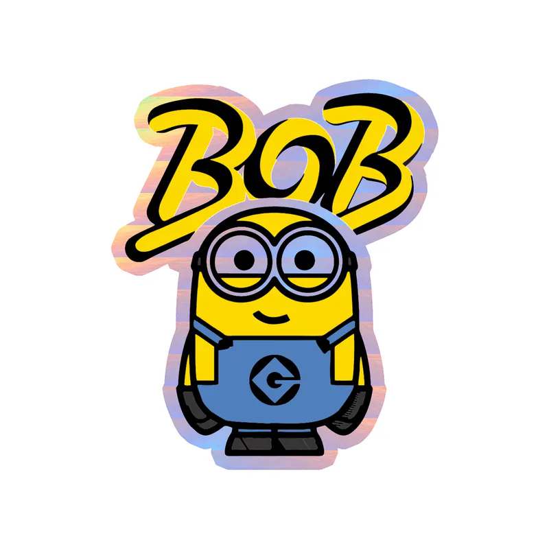 Despicable Me - Bob With Name - Holographic Vinyl Sticker - Custom Size