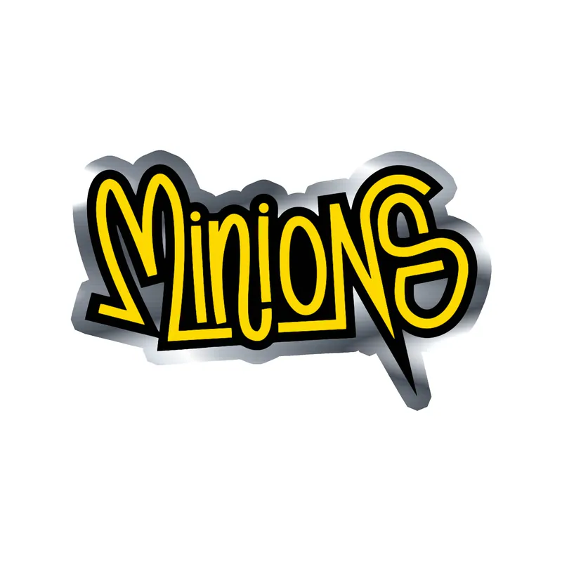 Despicable Me - Minions Name Black & Yellow 2 - Silver Chrome Vinyl Sticker - Custom Size