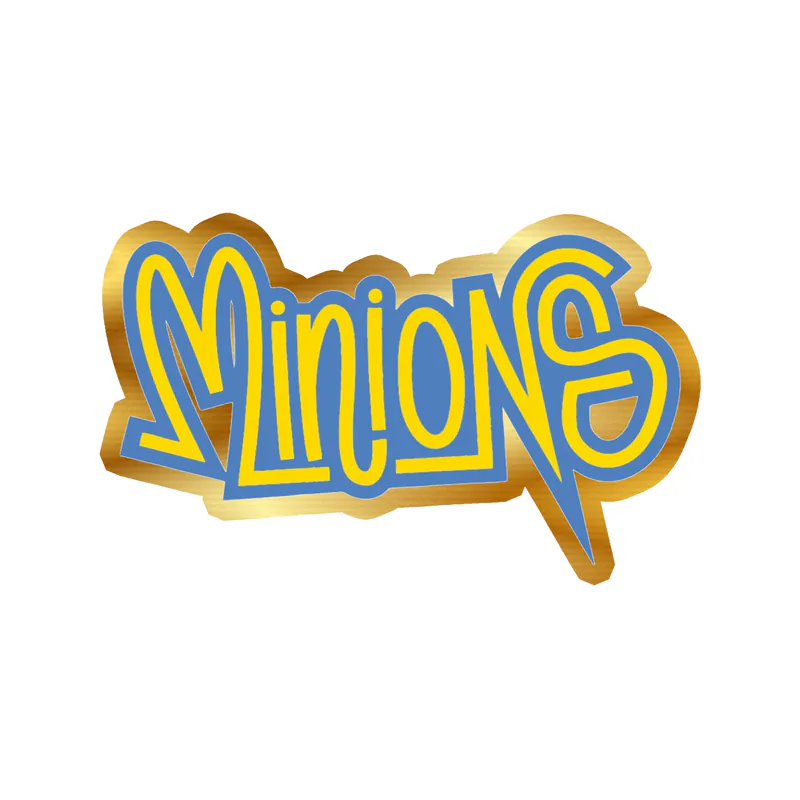Despicable Me - Minion Name in Yellow & Blue 2 - Gold Chrome Vinyl Sticker - Custom Size