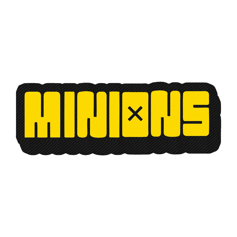 Despicable Me - Minion Name in Yellow & Black 2 - Carbon Fiber Vinyl Sticker - Custom Size
