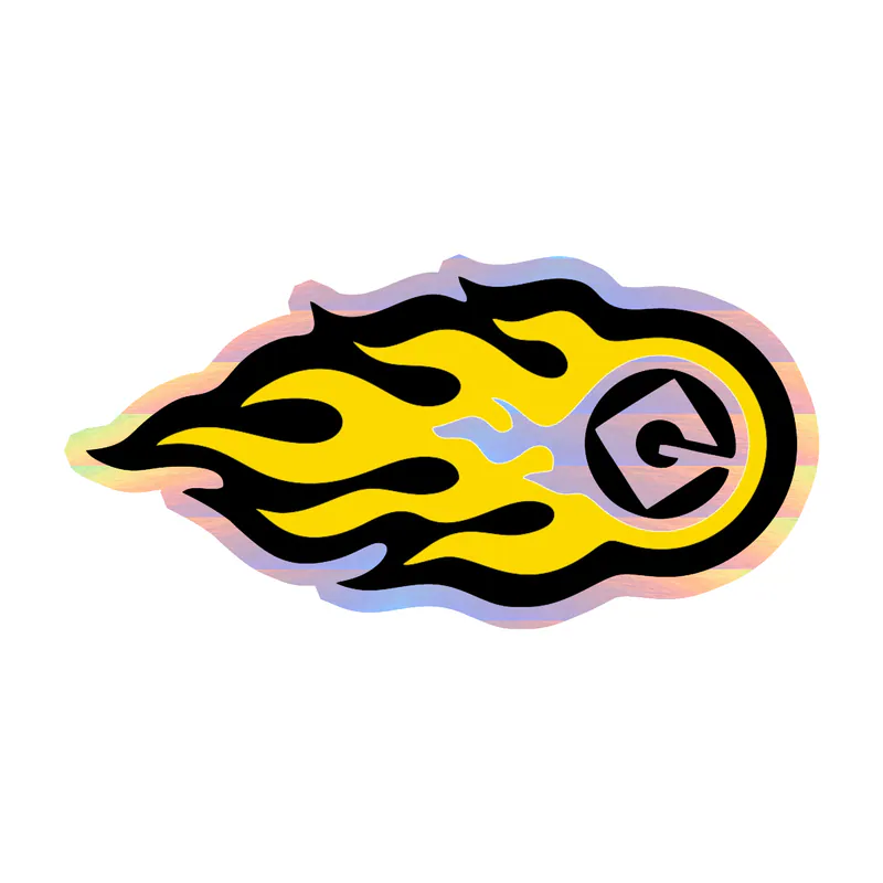 Despicable Me - Gru Logo Fire Ball - Holographic Vinyl Sticker - Custom Size