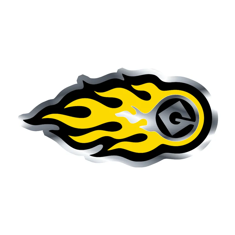 Despicable Me - Gru Logo Fire Ball - Silver Chrome Vinyl Sticker - Custom Size