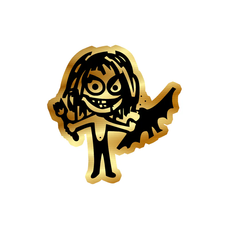 Ozzy Osbourne - Ozzy Eating Bat - Gold Chrome Vinyl Sticker - Custom Size