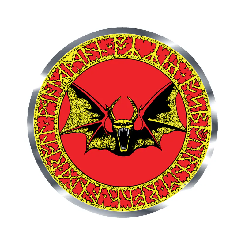 Ozzy Osbourne - Bat in Circle - Silver Chrome Vinyl Sticker - Custom Size