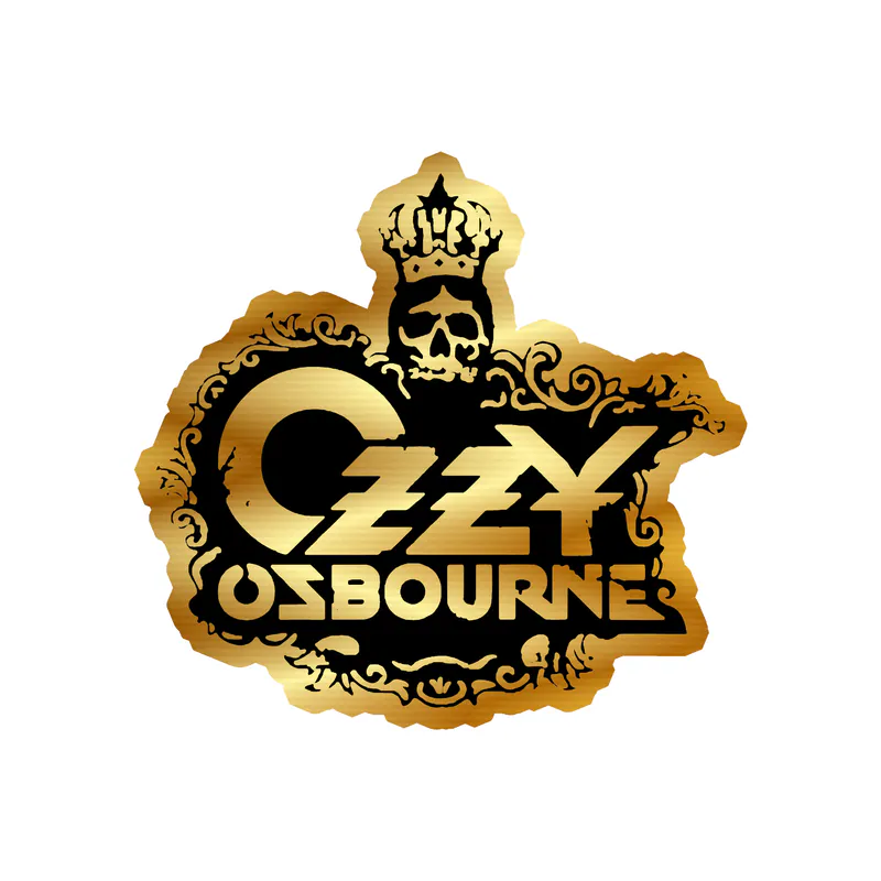 Ozzy Osbourne - Name with Skeleton - Gold Chrome Vinyl Sticker - Custom Size