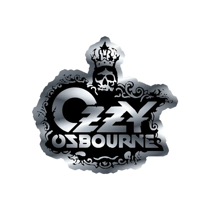 Ozzy Osbourne - Name with Skeleton - Silver Chrome Vinyl Sticker - Custom Size