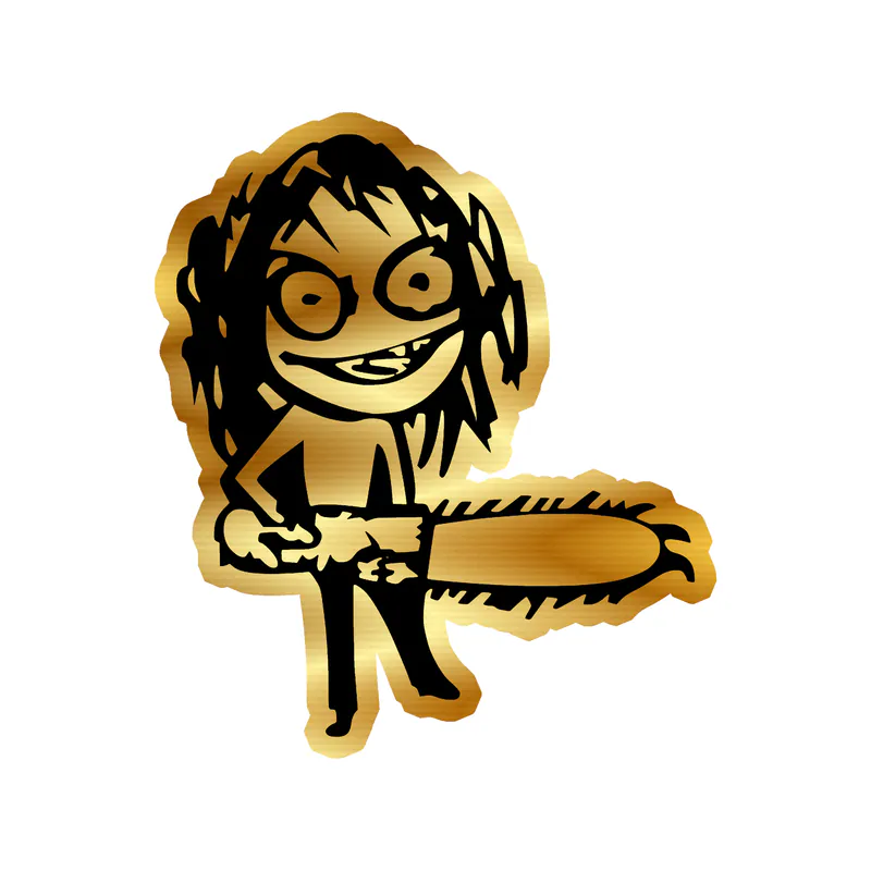 Ozzy Osbourne - Ozzy with Chainsaw - Gold Chrome Vinyl Sticker - Custom Size