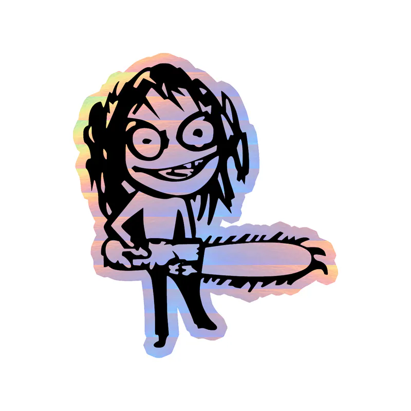 Ozzy Osbourne - Ozzy with Chainsaw - Holographic Vinyl Sticker - Custom Size