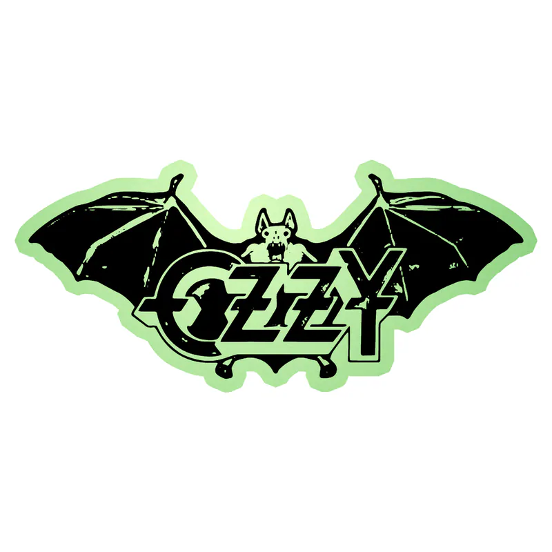 Ozzy Osbourne - Name with Bat - Glow in the Dark Vinyl Sticker - Custom Size