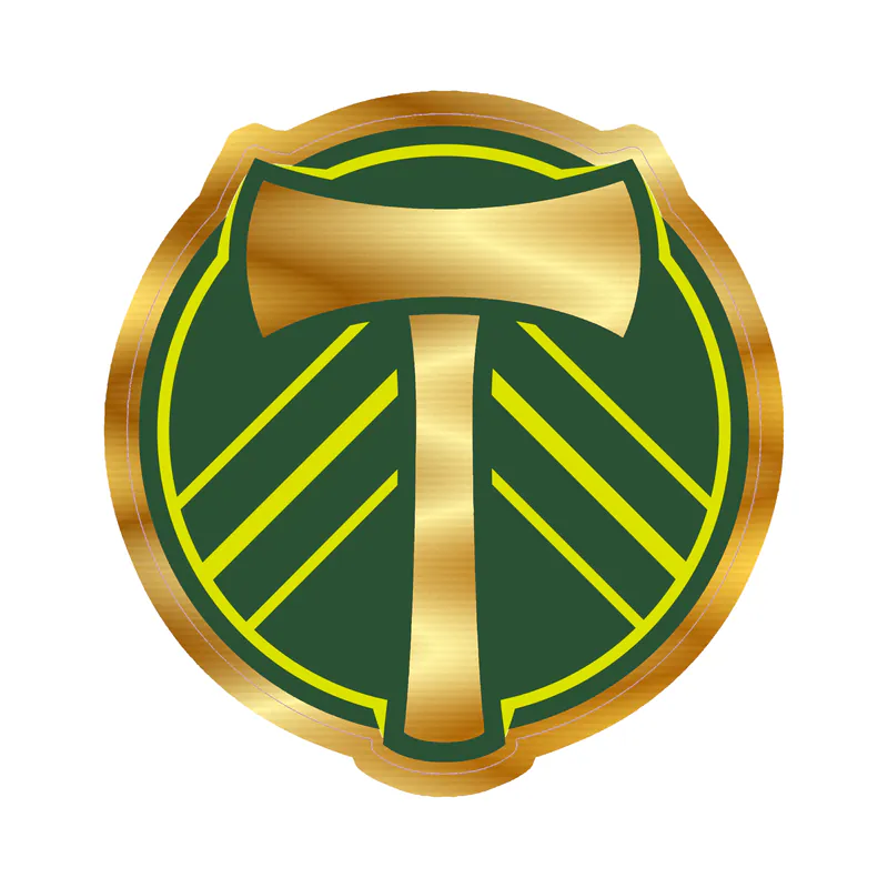 Portland Timbers - Logo - Gold Chrome Vinyl Sticker - Custom Size