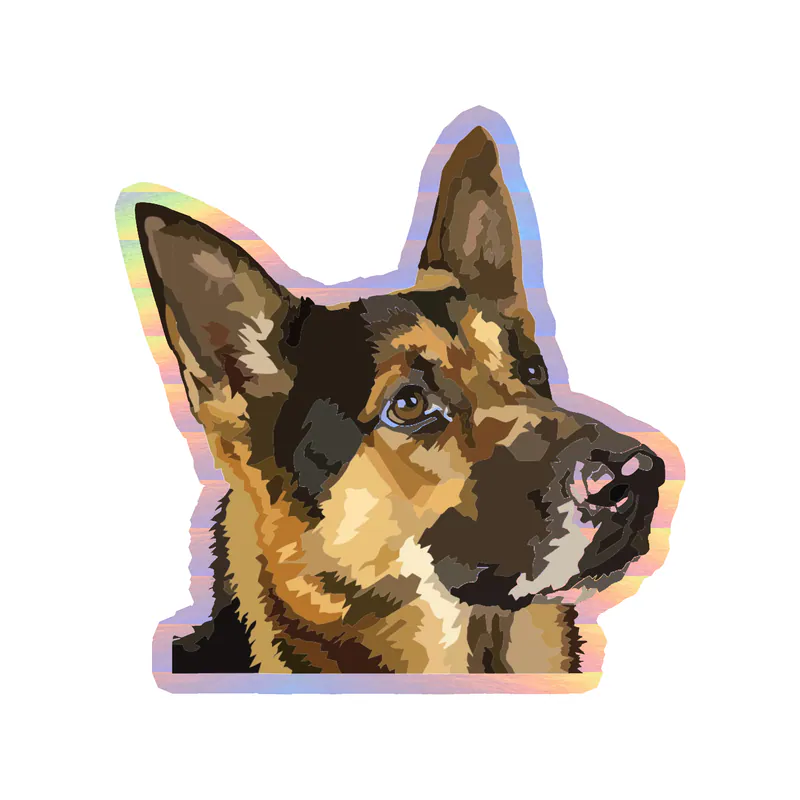 German Shepherd - Holographic Vinyl Sticker - Custom Size