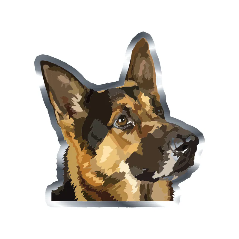 German Shepherd - Silver Chrome Vinyl Sticker - Custom Size