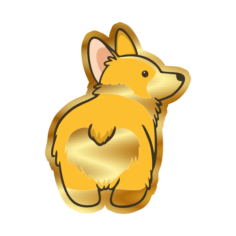 Corgi - Gold Chrome Vinyl Sticker - Custom Size