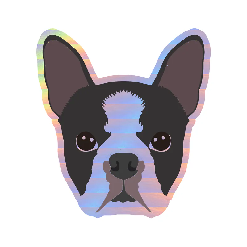 Boston Terrier - Holographic Vinyl Sticker - Custom Size