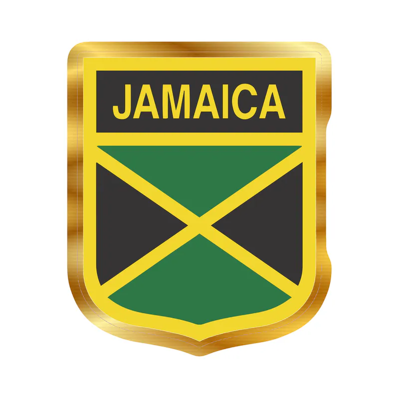 Jamaica Soccer - Logo - Gold Chrome Vinyl Sticker - Custom Size