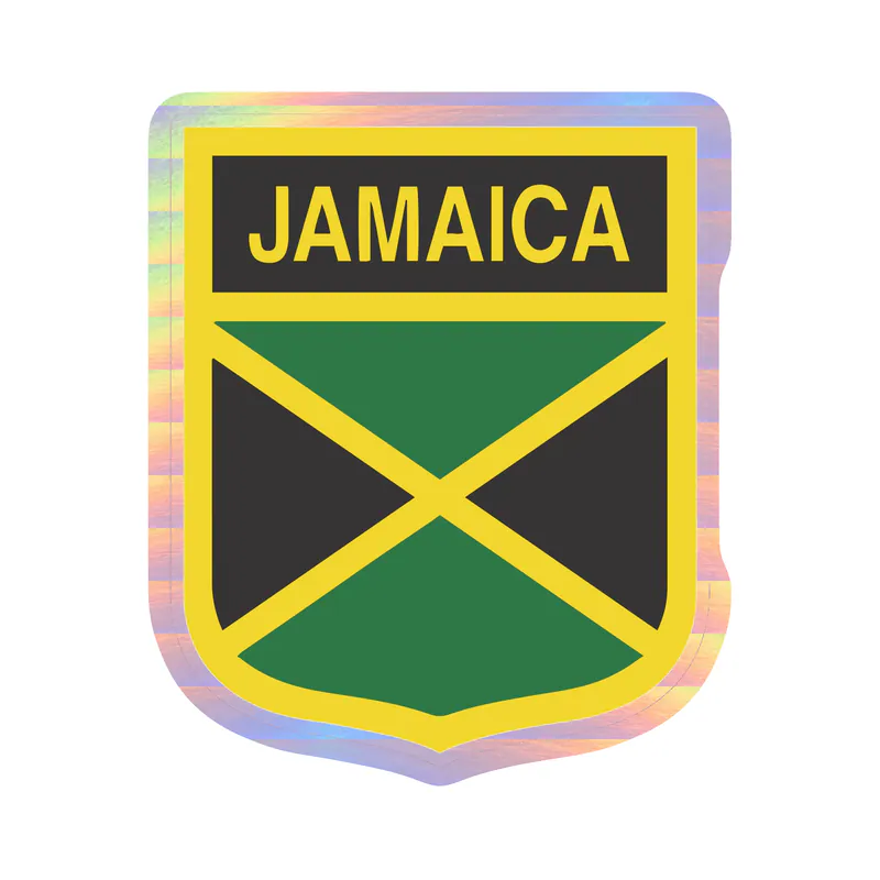 Jamaica Soccer - Logo - Holographic Vinyl Sticker - Custom Size