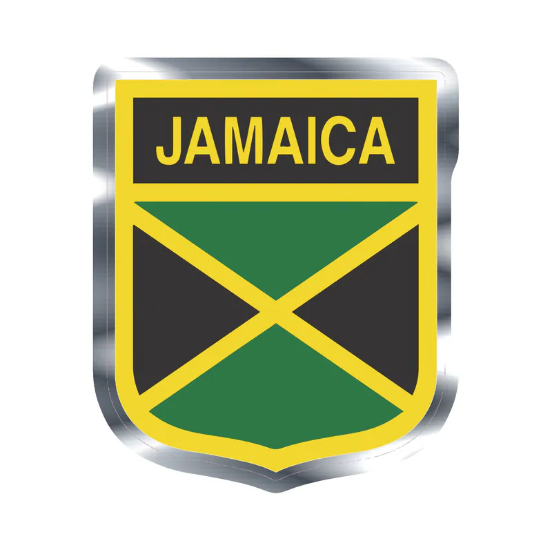 Jamaica Soccer - Logo - Silver Chrome Vinyl Sticker - Custom Size