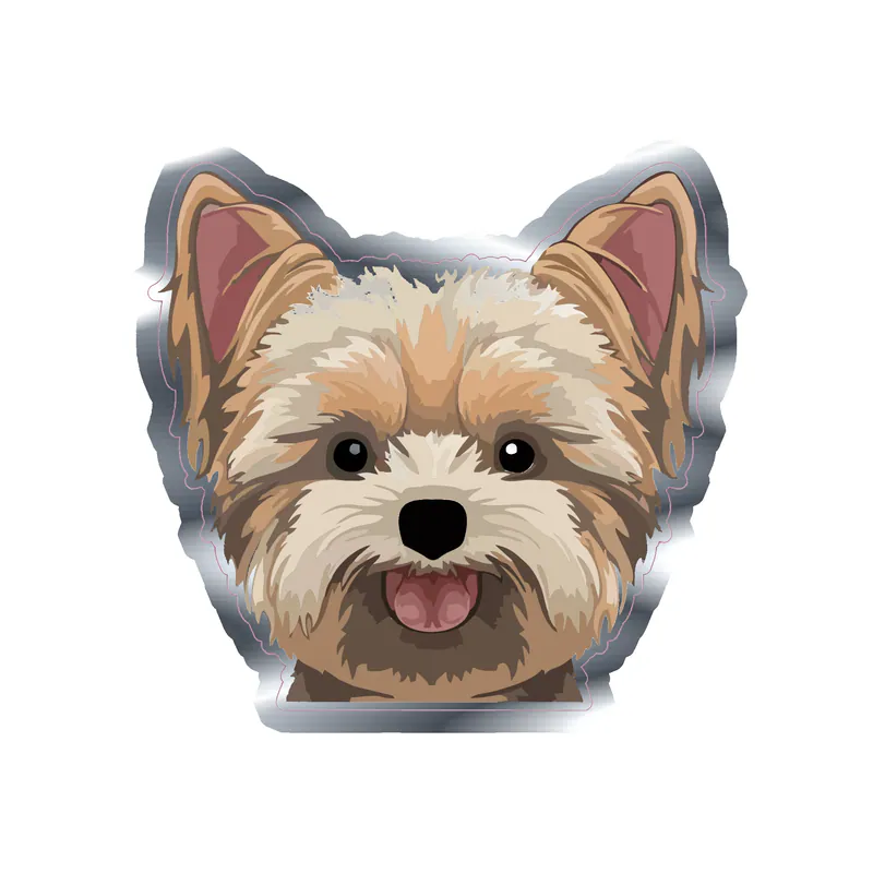 Yorkie - Silver Chrome Vinyl Sticker - Custom Size