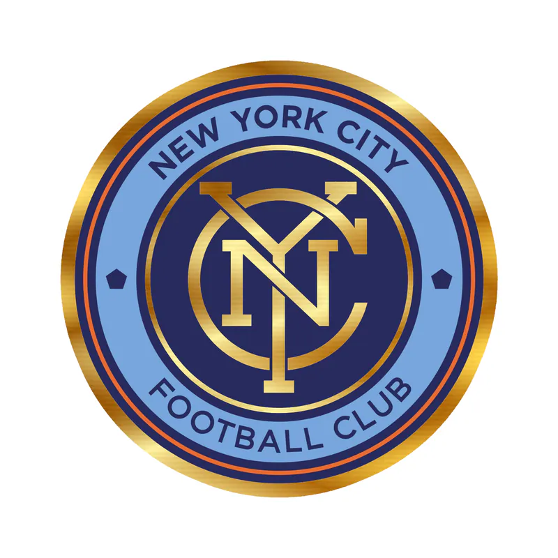 New York City FC - Blue Circle With Name - Gold Chrome Vinyl Sticker - Custom Size