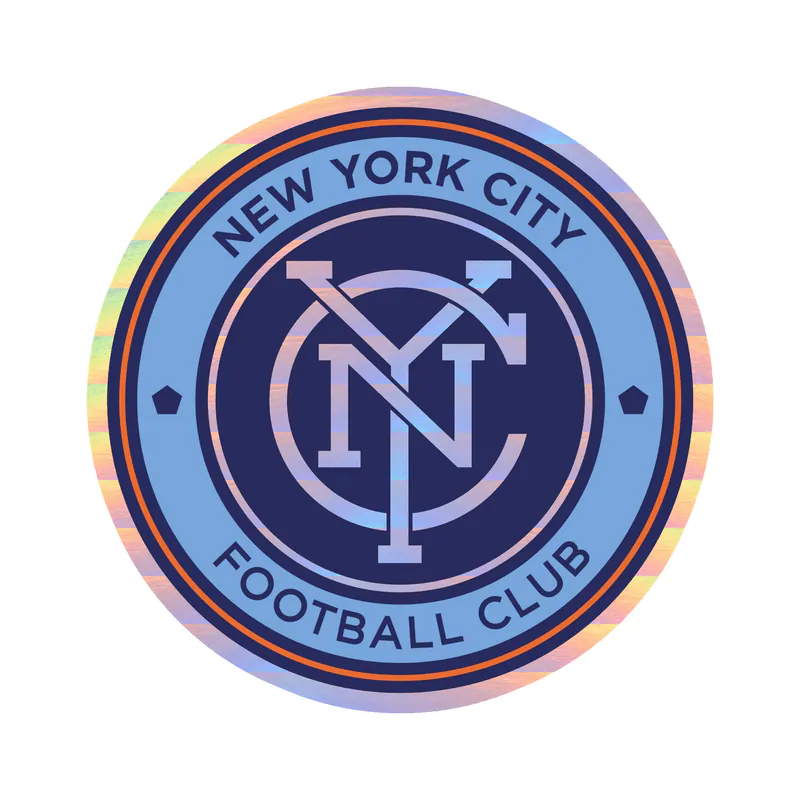 New York City FC - Blue Circle With Name - Holographic Vinyl Sticker - Custom Size